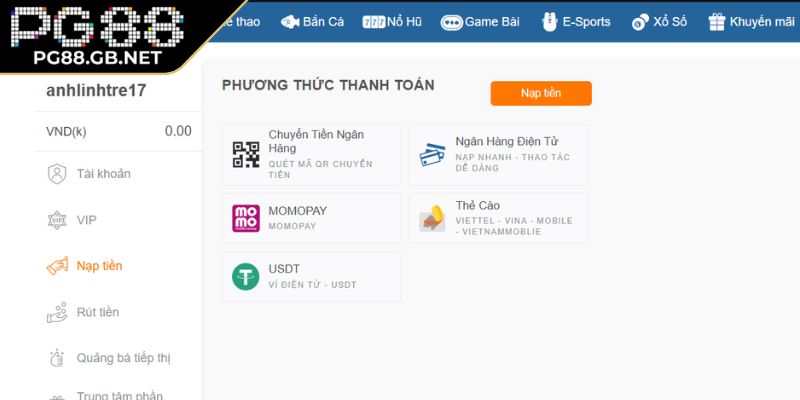 Nạp Rút Tiền PG88 1 Hướng dẫn chi tiết cách nạp tiền PG88 cho người mới bắt đầu
